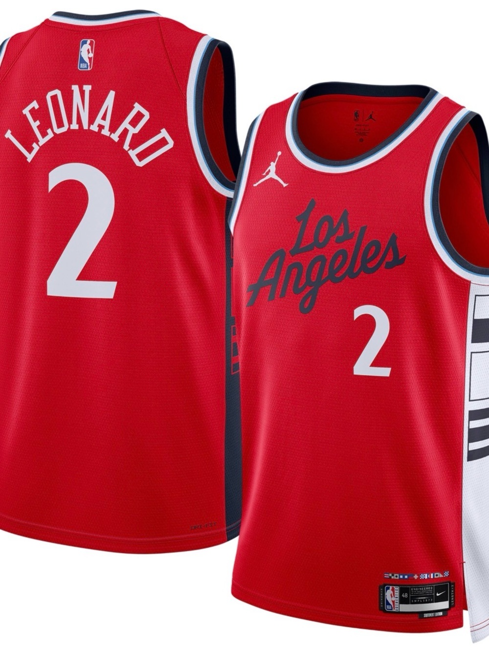 Jordan Los Angeles Red Kawhi Leonard #2 Basketball Jersey